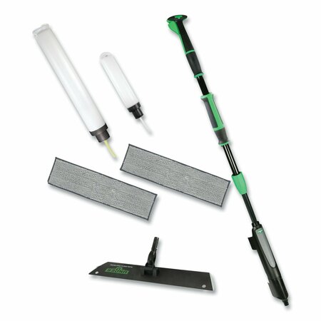 UNGER Excella Floor Cleaning Kit, 20 in. Gray Microfiber Head, 48 in. to 65 in. Black/Green Handle UNGEFKT8